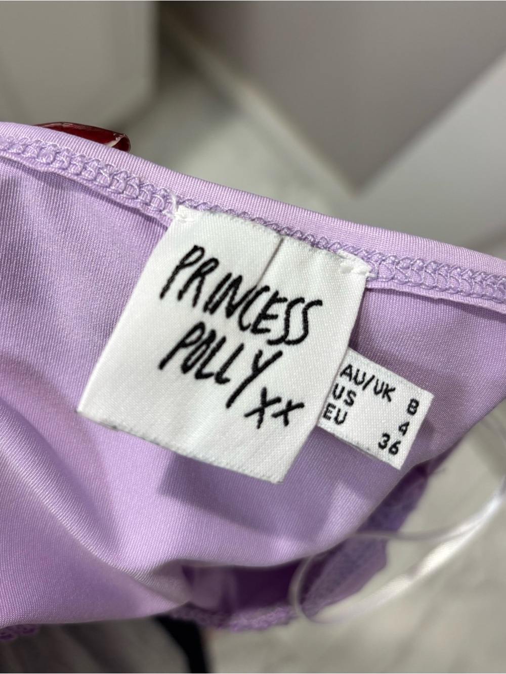 Princess Polly Penelope Halter Ruched V-Neck Mini Dress Lilac Lavender Party 4 - Picture 7 of 10